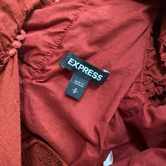 EXPRESS dark red linen blend crop top and pull on skirt 2 piece set outfit Small - Picture 9 of 11